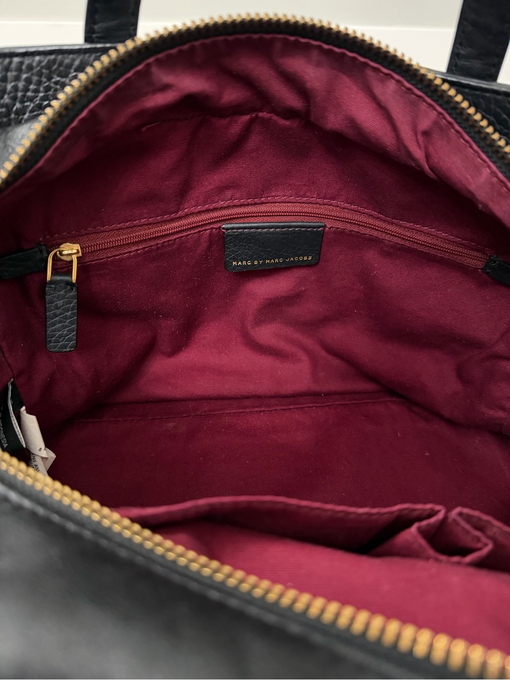 Marc Jacobs Black Pebbled Leather Barrel Duffel with Gold Plaque - Picture 8 of 8